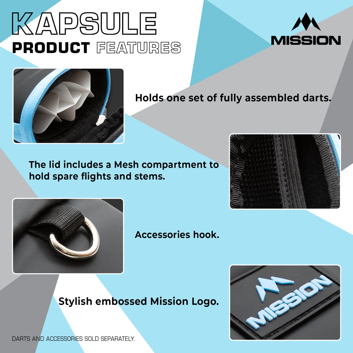 Mission Kapsule Darts Case - EVA Drop-in Case - Black & Blue