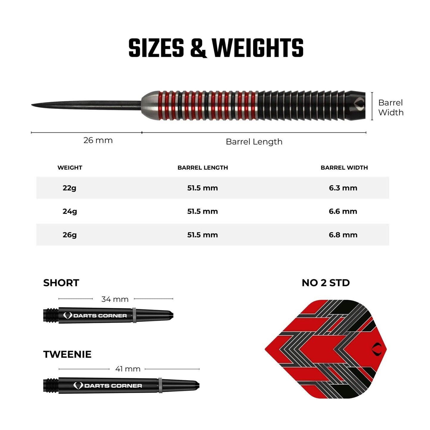 Darts Corner Blackfin Steel Tip Darts - Red