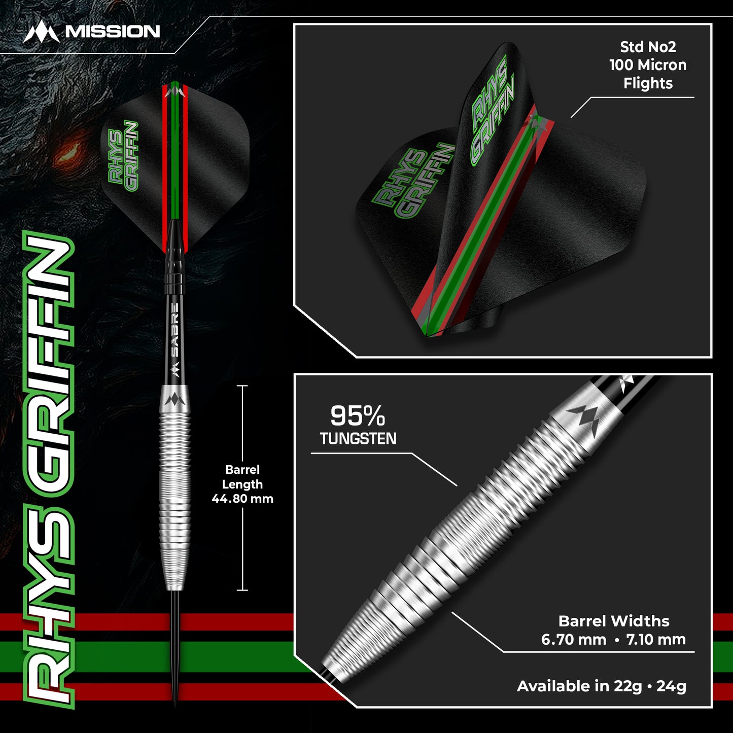 Mission Rhys Griffin Steel Tip Darts