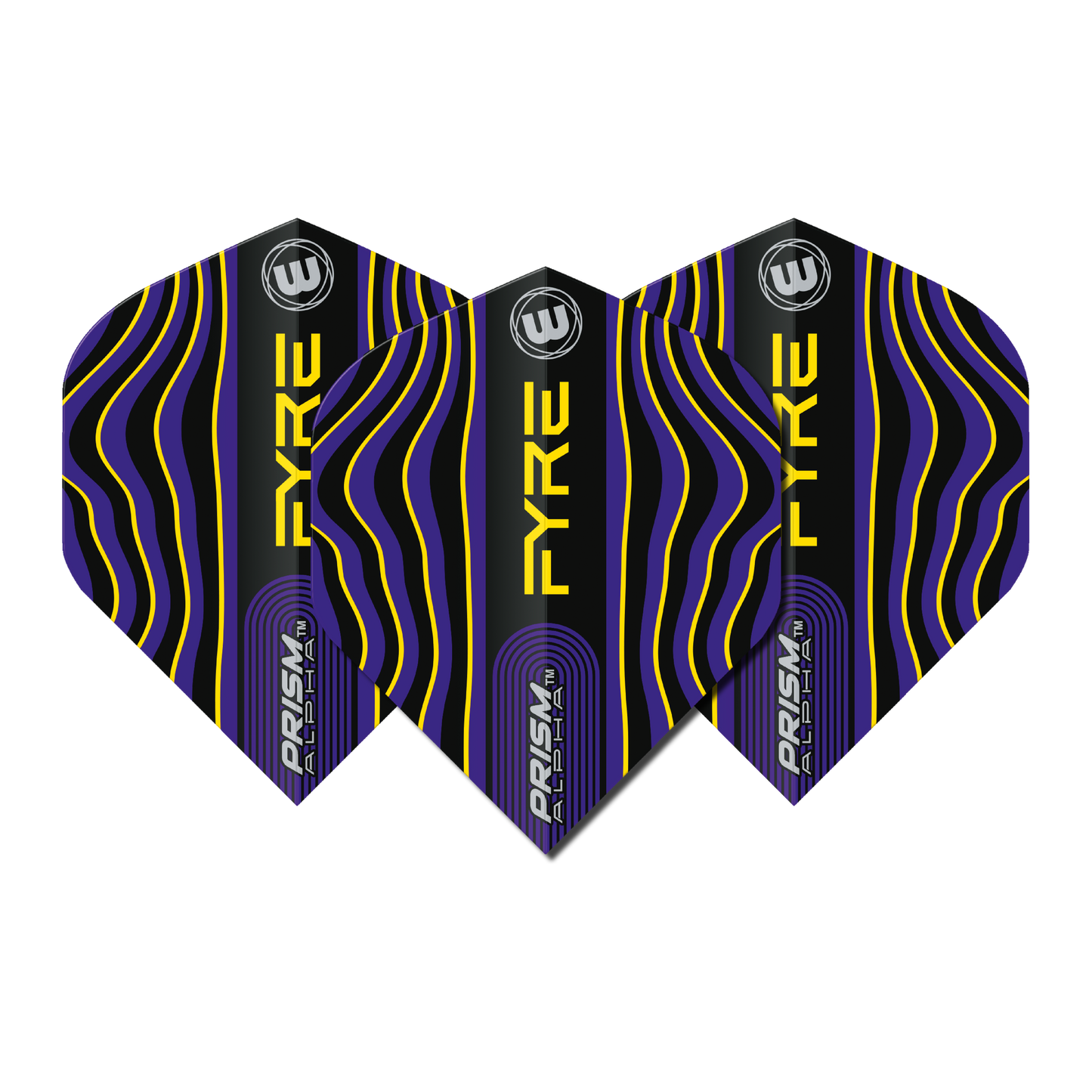 Winmau Prism Alpha Darts Flights - Fyre Purple/Yellow