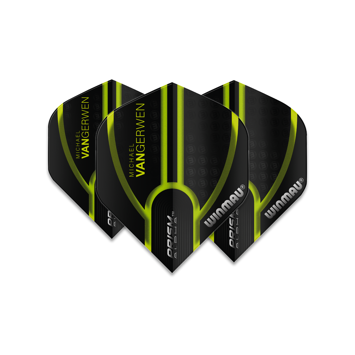 Winmau MVG Prism Alpha Darts Flights - Black and Green Michael Van Gerwen