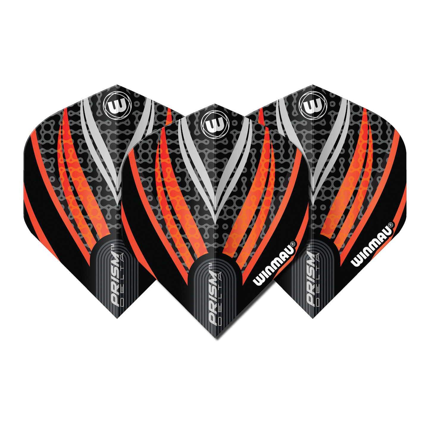 Winmau Prism Delta Darts Flights - Black, White & Orange