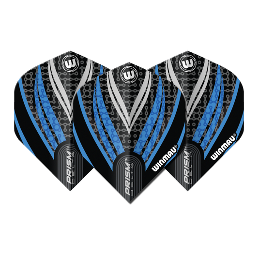 Winmau Prism Delta Darts Flights - Black, White & Blue