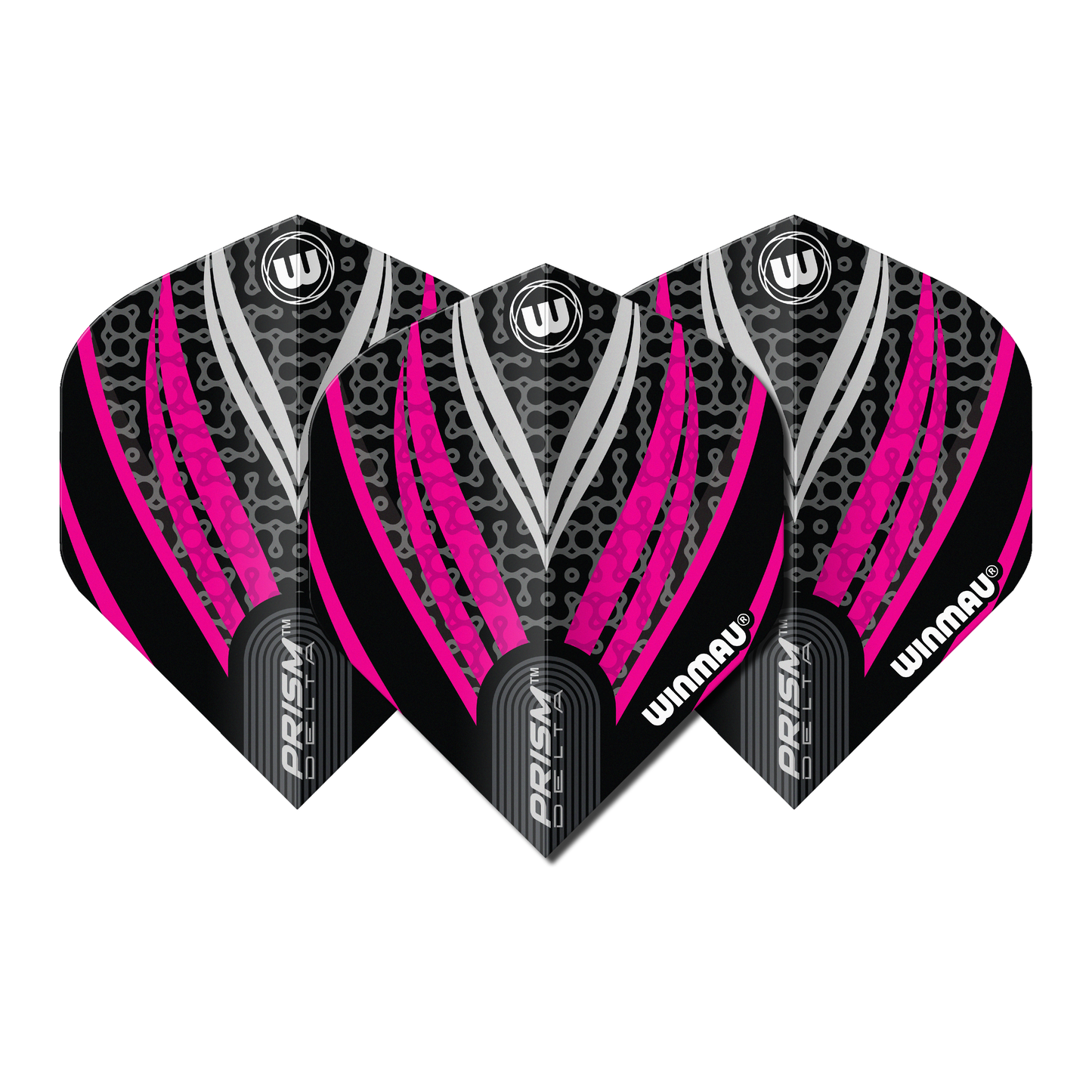 Winmau Prism Delta Darts Flights - Black, White & Pink