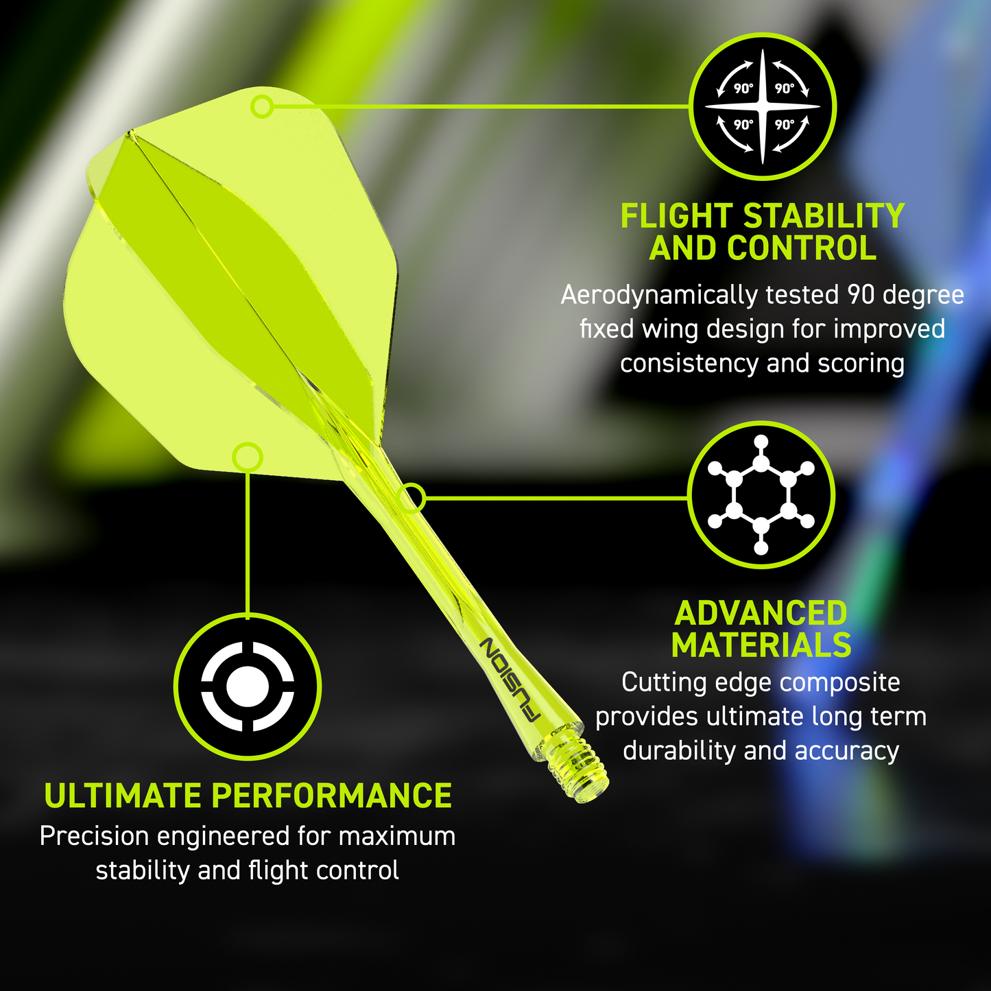 Winmau Fusion Integrated Flight / Shaft - Yellow No.6