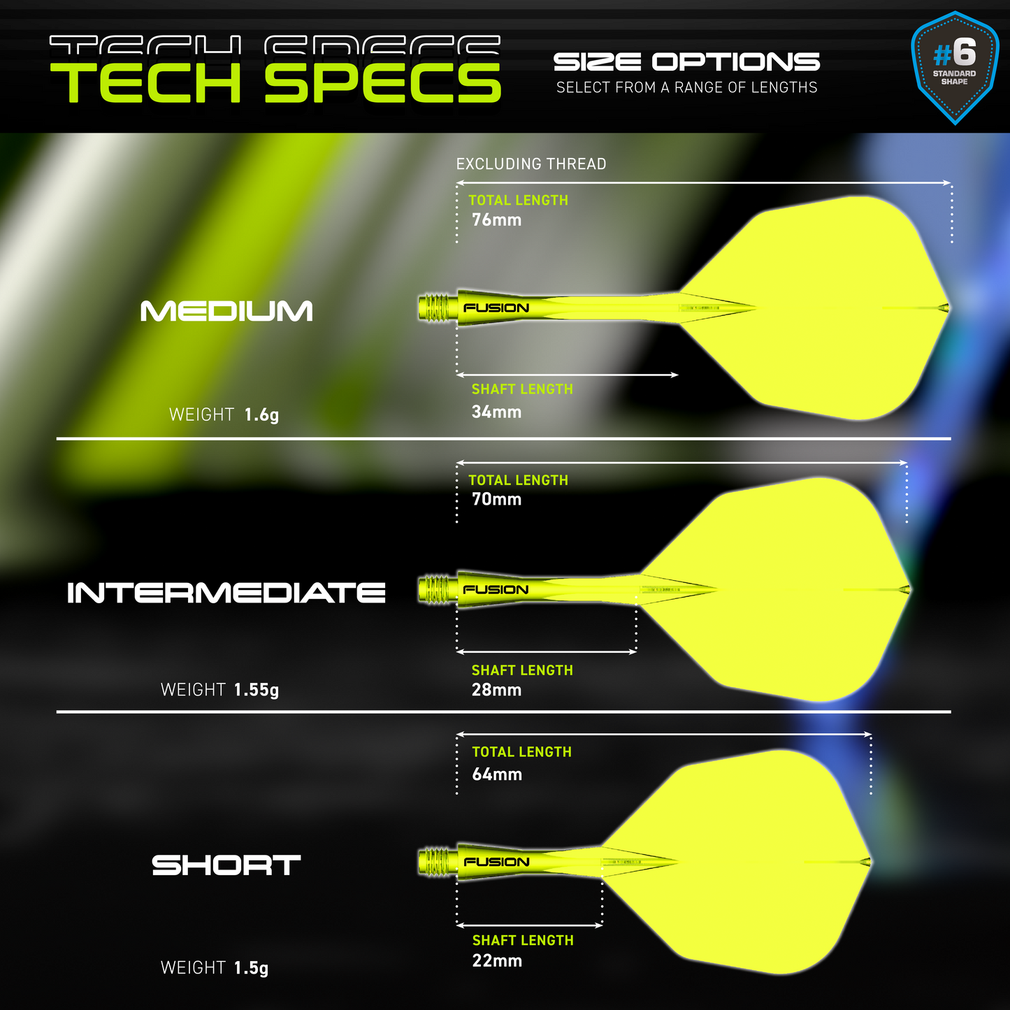 Winmau Fusion Integrated Flight / Shaft - Yellow No.6