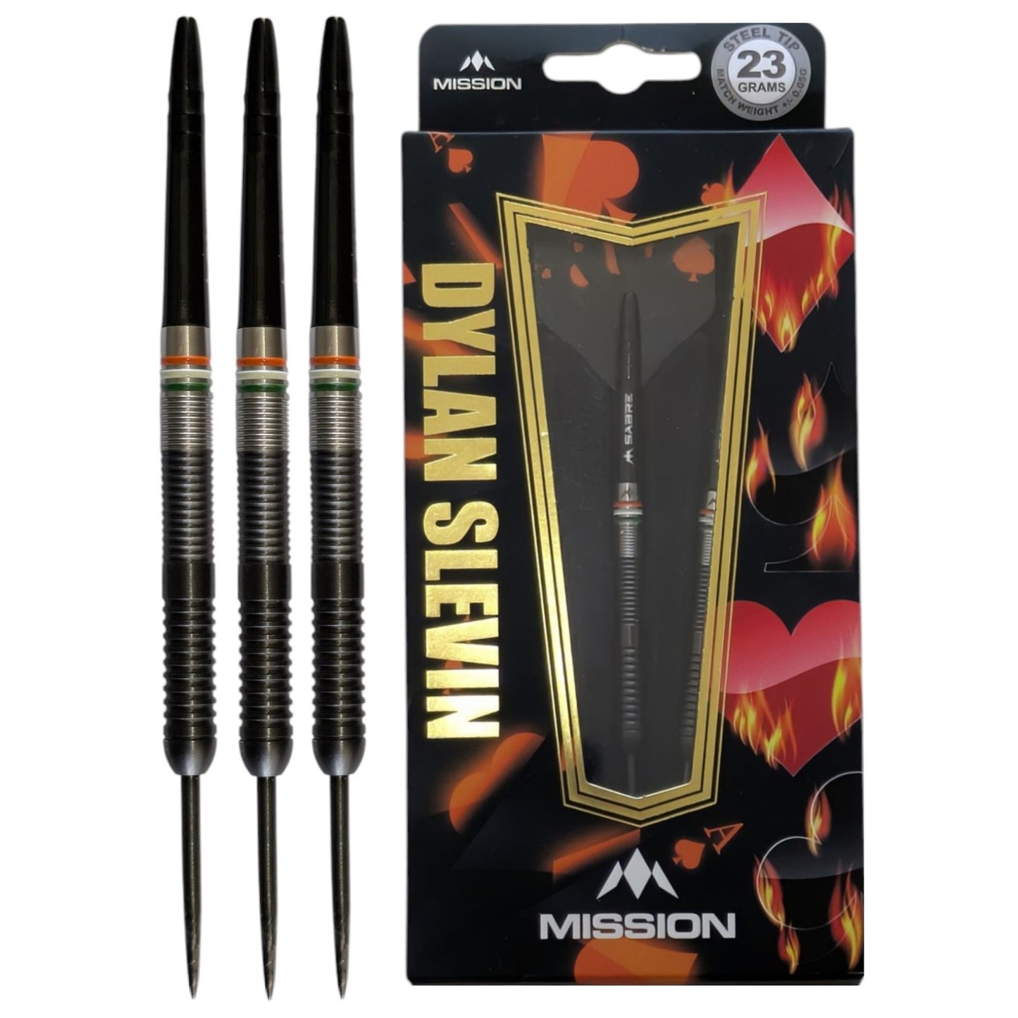 Used Mission Dylan Slevin Steel Tip Darts 23g