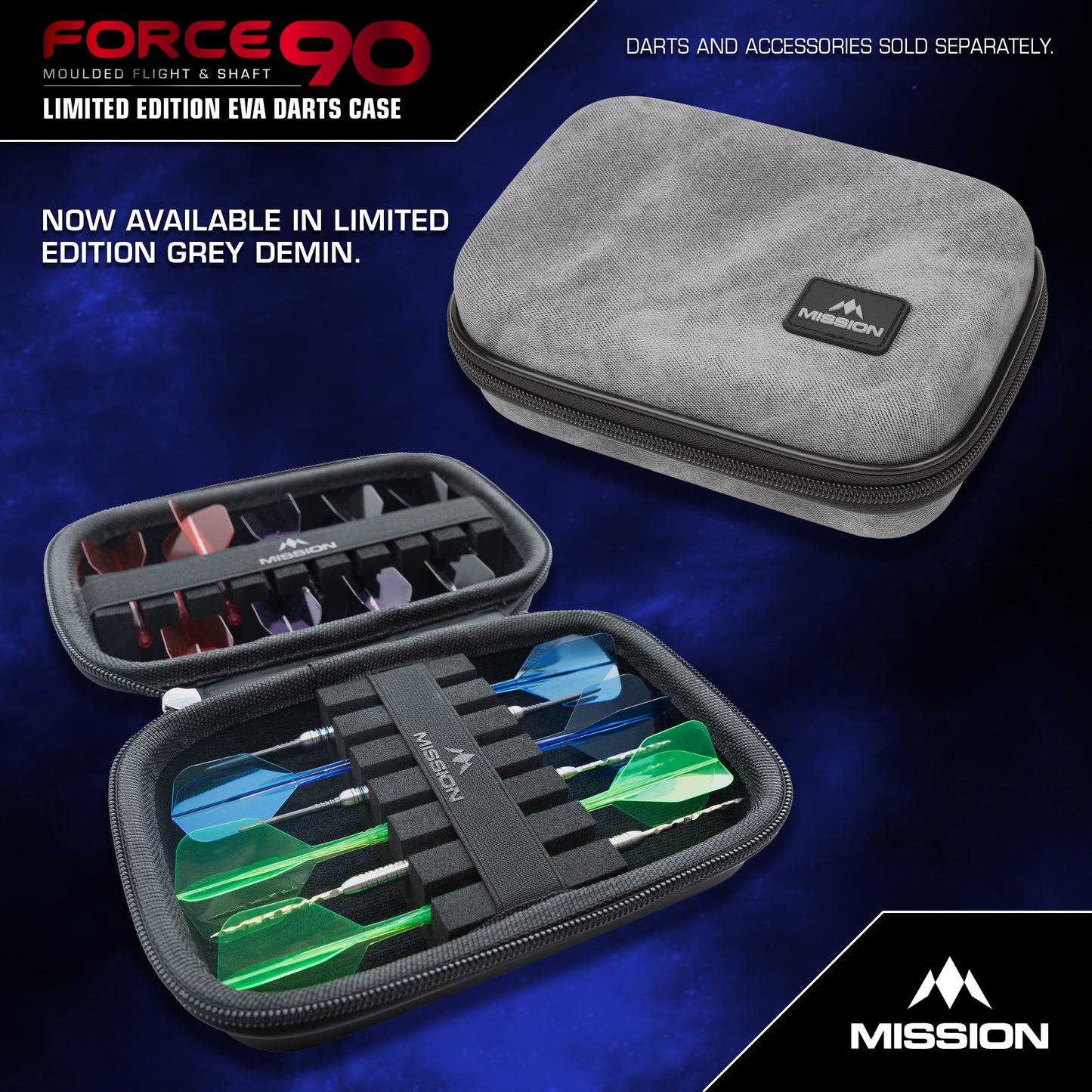 Mission Force 90 EVA Dart Case - Grey Denim Limited Edition - Large & Slim