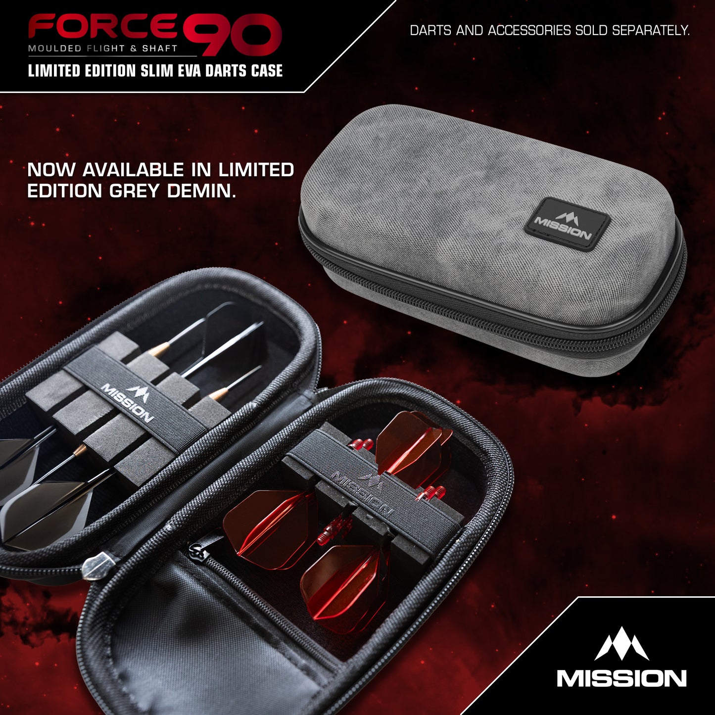 Mission Force 90 EVA Dart Case - Grey Denim Limited Edition - Large & Slim