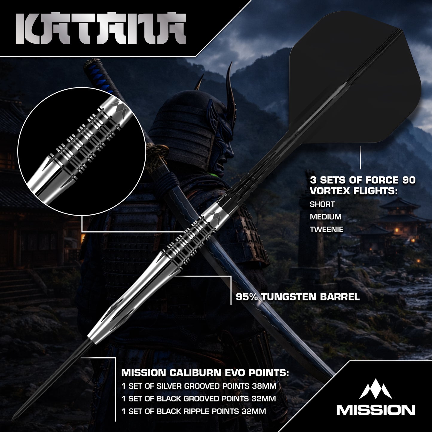 Mission Katana Steel Tip Darts