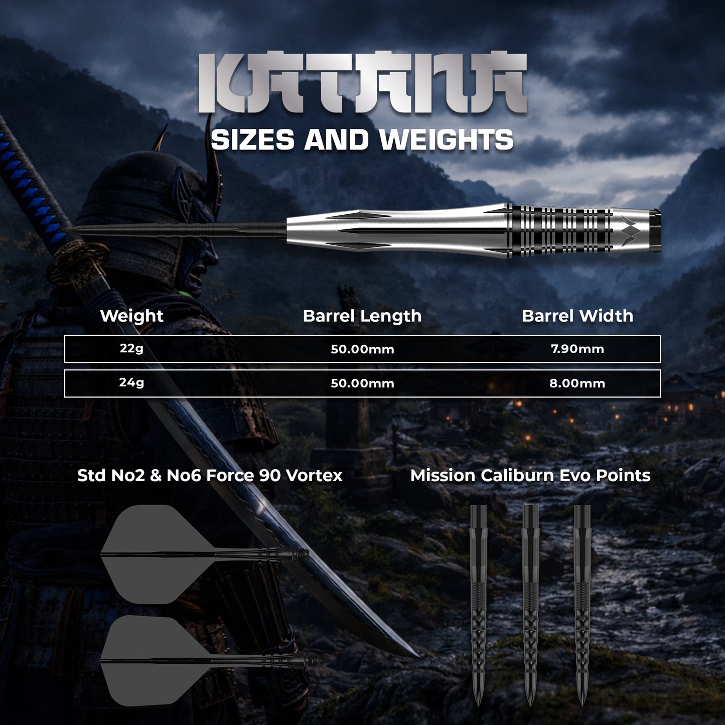 Mission Katana Steel Tip Darts