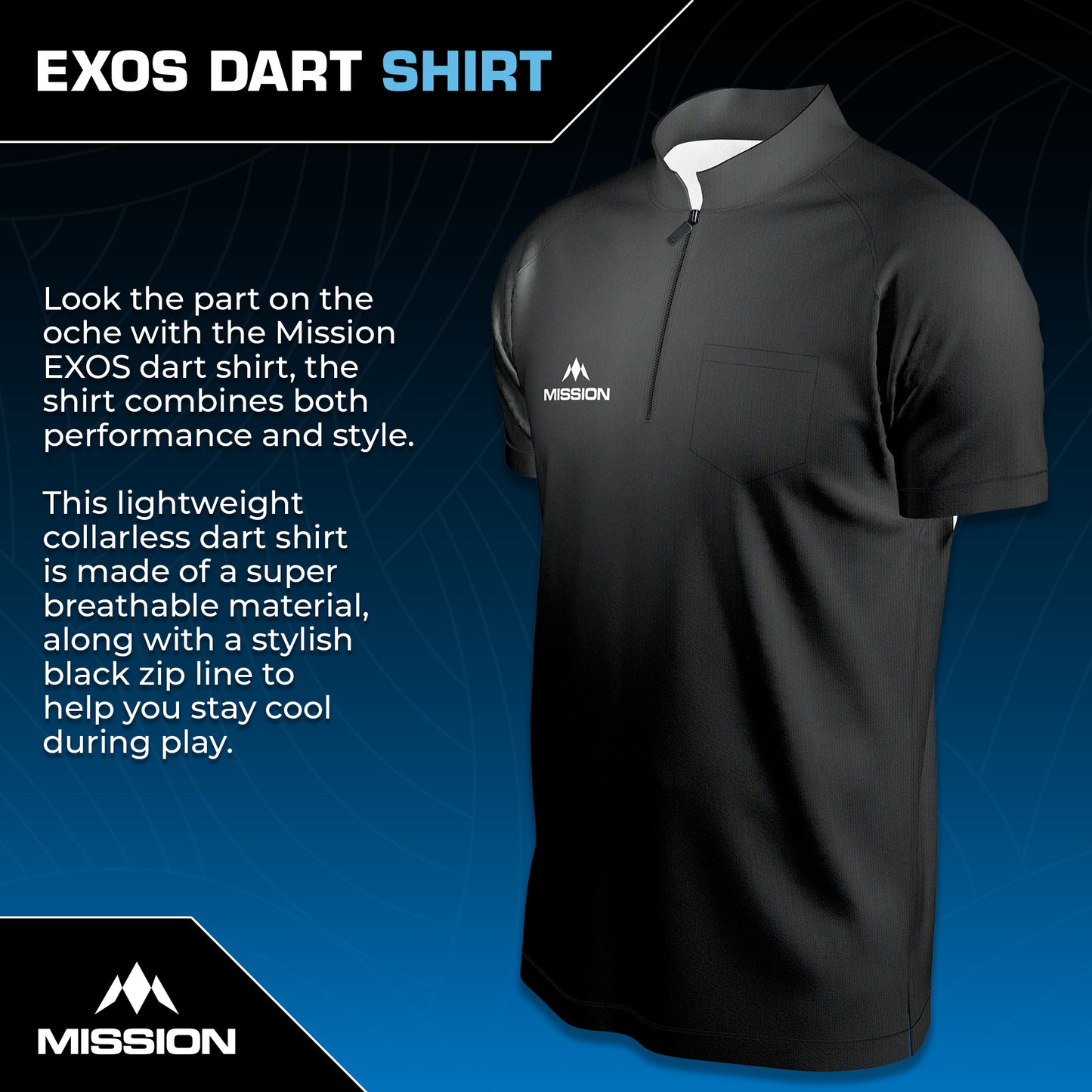 Mission EXOS Cool Collarless Darts Shirt