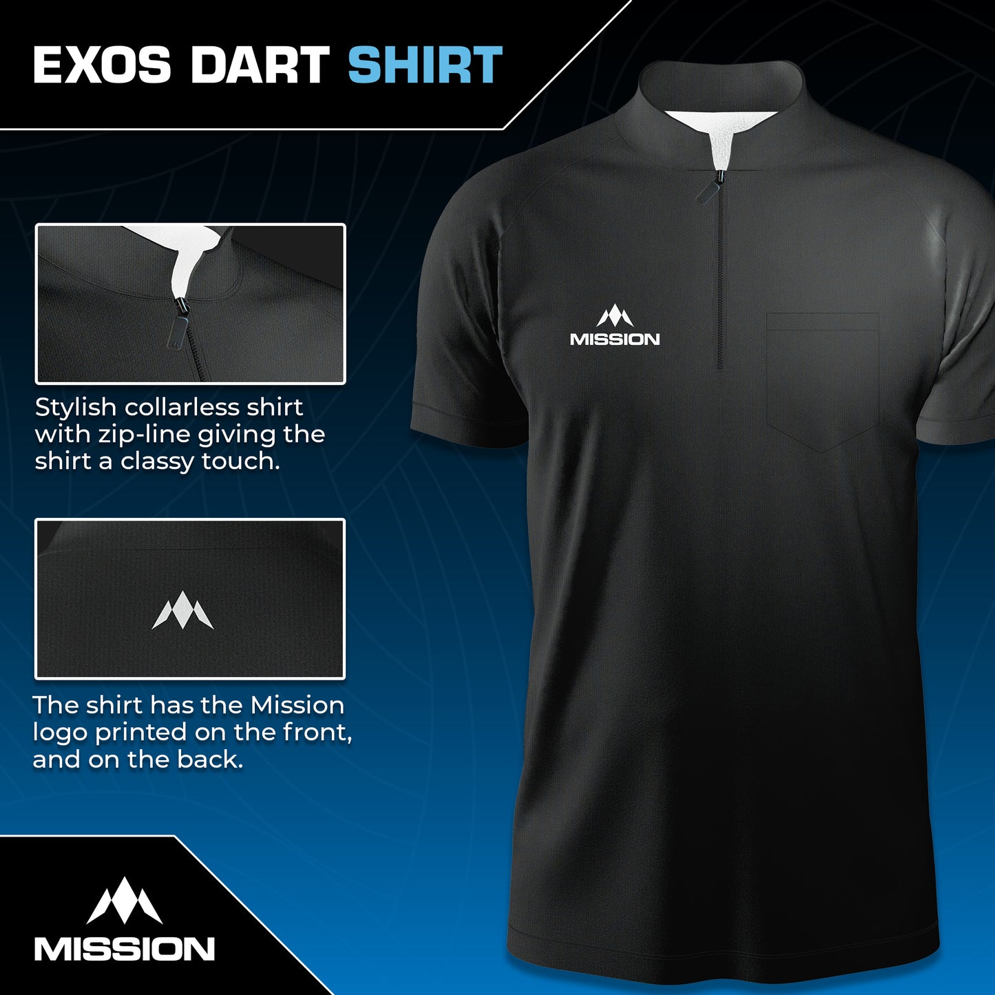 Mission EXOS Cool Collarless Darts Shirt