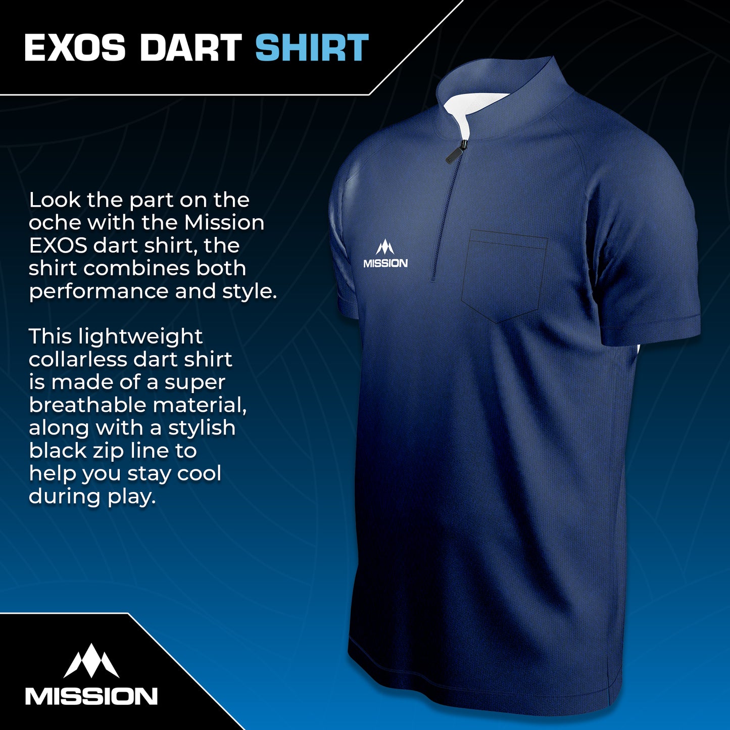Mission EXOS Cool Collarless Darts Shirt