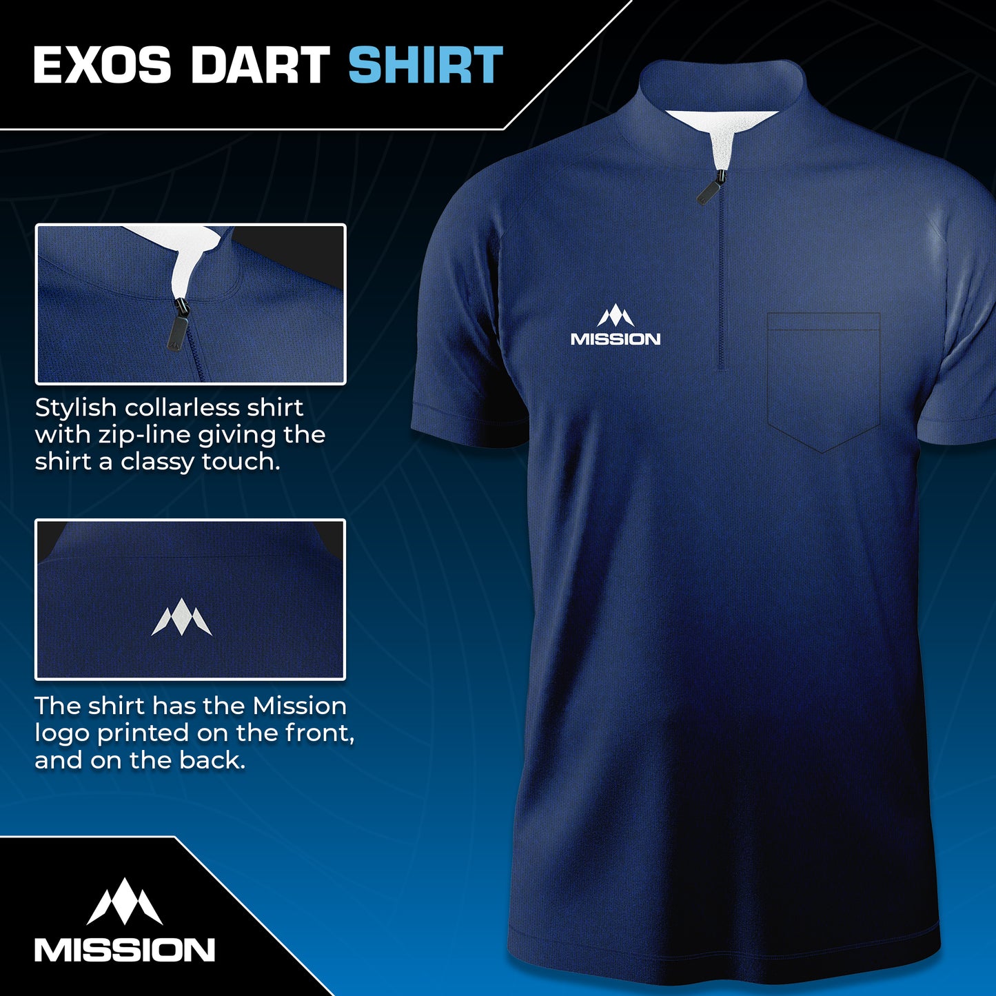 Mission EXOS Cool Collarless Darts Shirt