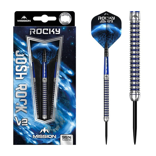 Mission Josh Rock V2 Silver and Blue Steel Tip Darts