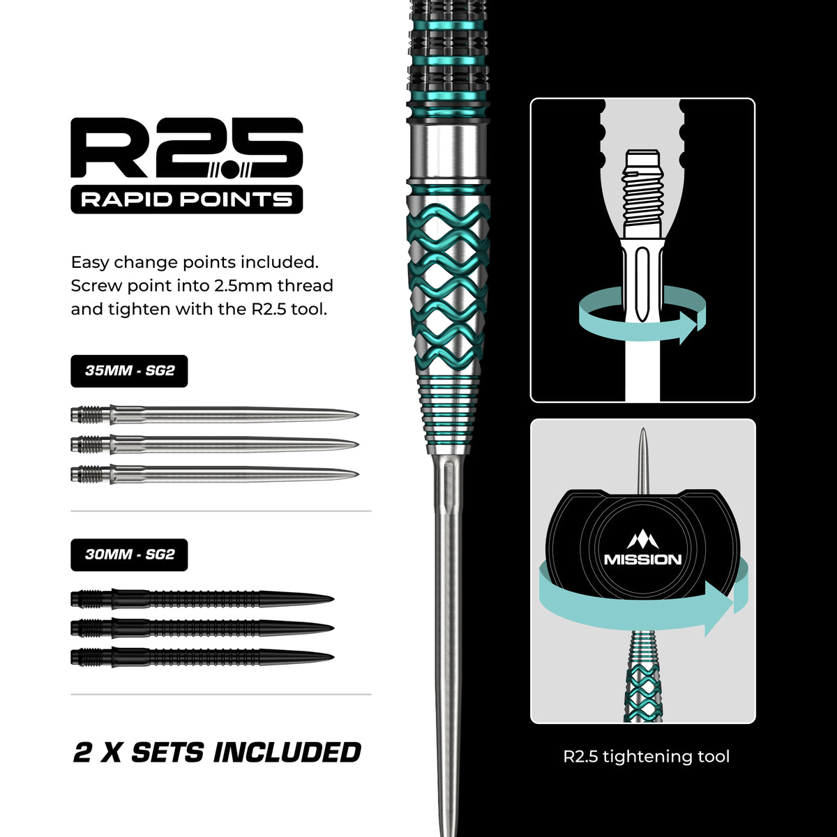 Mission Neptune R2.5 Steel Tip Darts