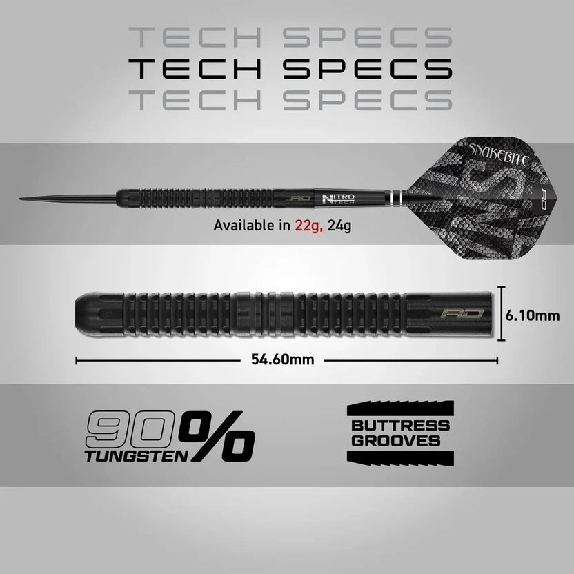 Red Dragon Peter Wright Black Mamba Steel Tip Darts