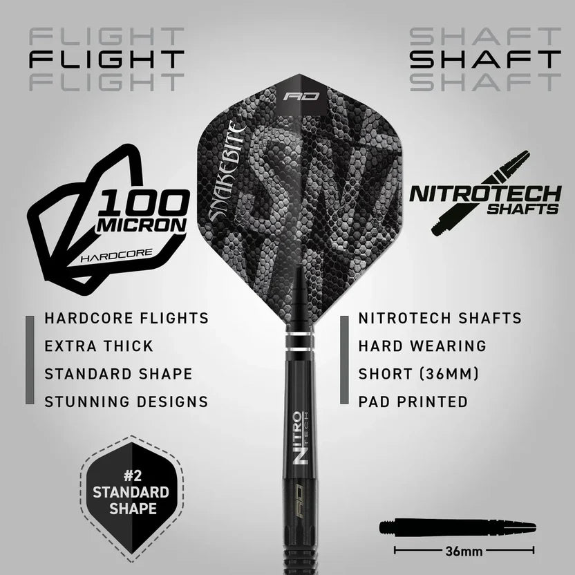Red Dragon Peter Wright Black Mamba Steel Tip Darts