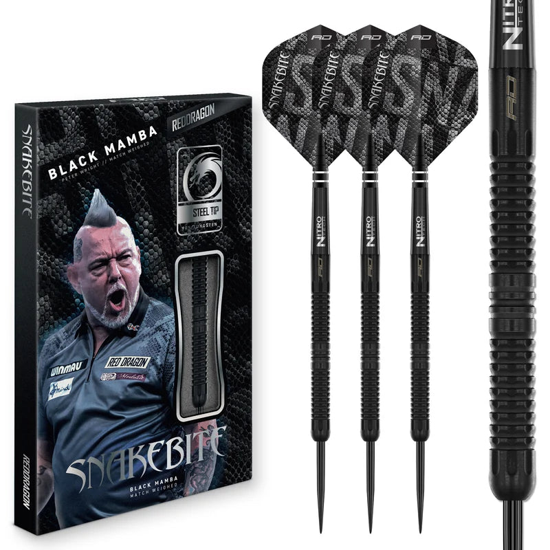Red Dragon Peter Wright Black Mamba Steel Tip Darts