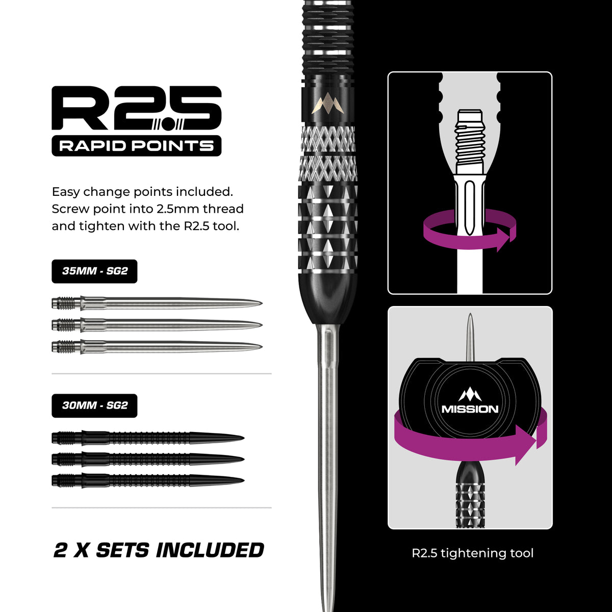Mission Quantum R2.5 Steel Tip Darts