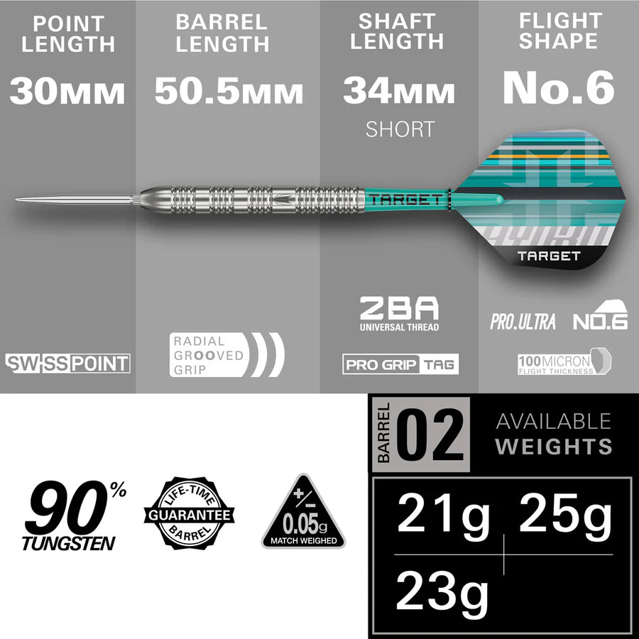 Target Hydro 02 Steel Tip Darts
