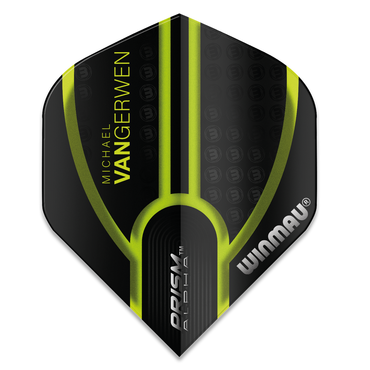 Winmau MVG Prism Alpha Darts Flights - Black and Green Michael Van Gerwen