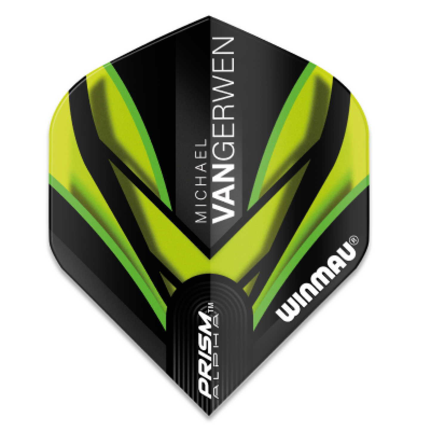 Winmau MVG Prism Alpha Darts Flights - Black and Green Michael Van Gerwen