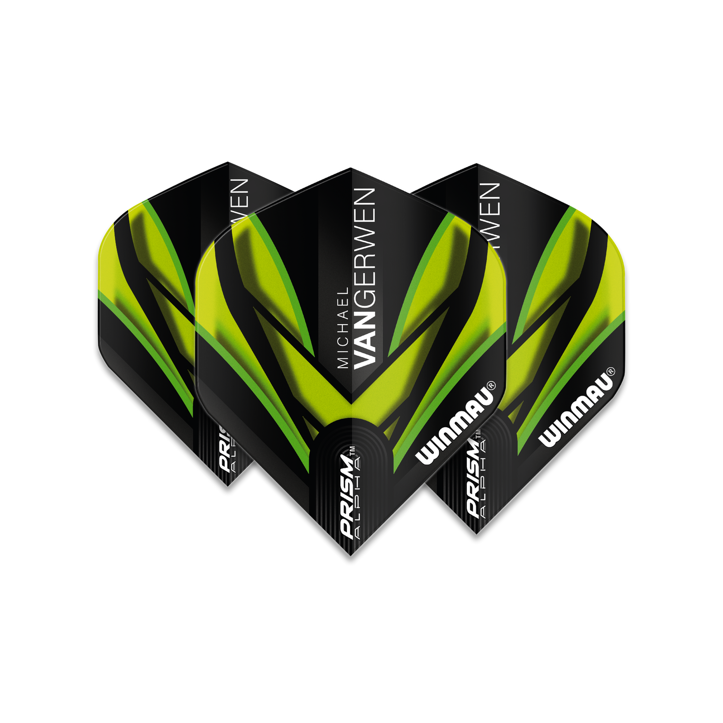 Winmau MVG Prism Alpha Darts Flights - Black and Green Michael Van Gerwen